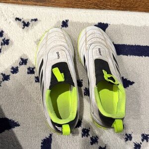 Adidas Kids White and Neon Green turf cleats